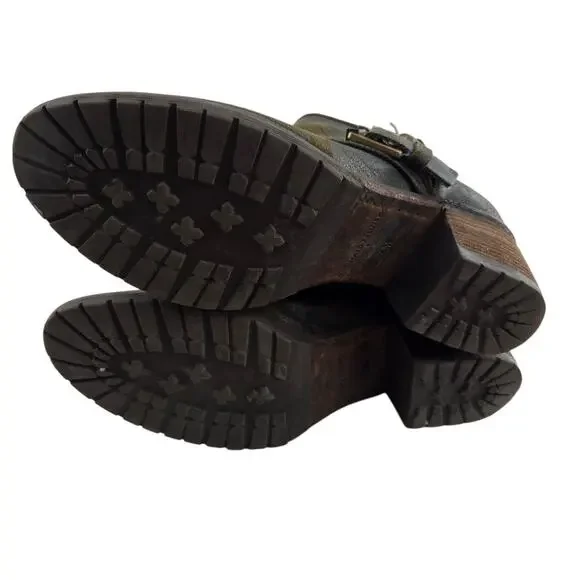 Donald J Pliner Delta Ankle Boots Womens 7 Distressed Olive Green Camo Moto Boho